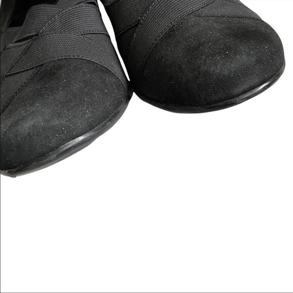 BROWNS Black Suede Slip On Wedge Shoes With Elastic 7.5 - Picture 6 of 10